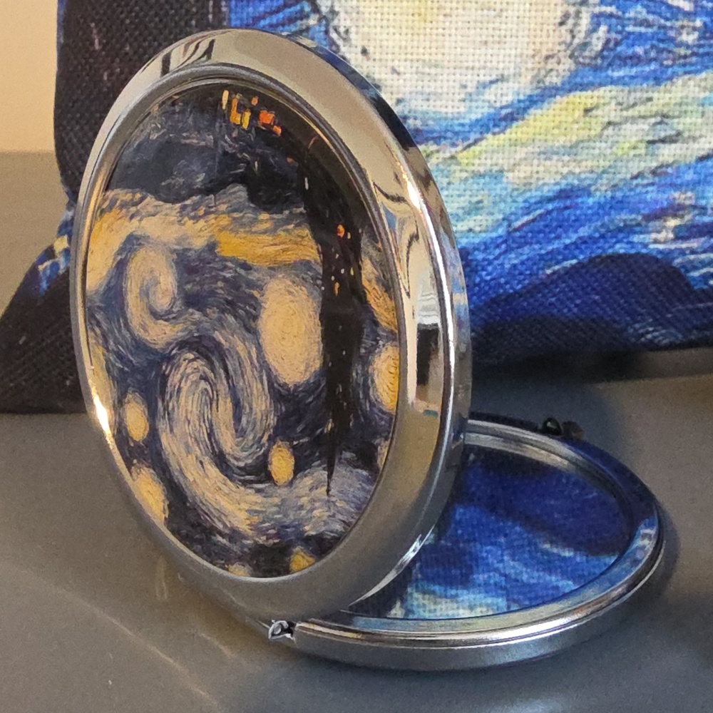 STARRY NIGHT Print Tote, Cosmetic Pouch, Compact Mirror, and Purse Hook Bundle - Picture 3 of 9
